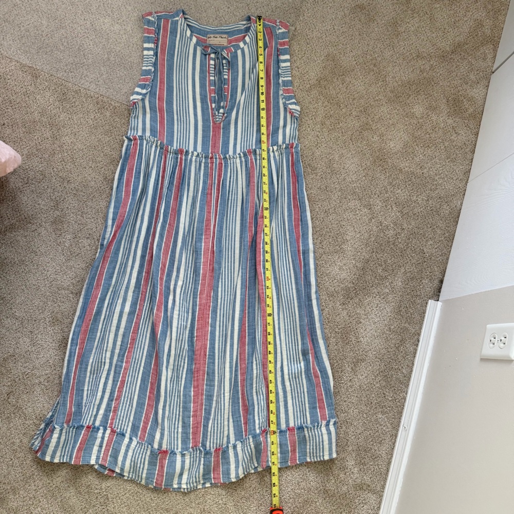Free People We The Free Surf Stripe Maxi Top Cotton Linen Blend Beach Vacation - Picture 10 of 15